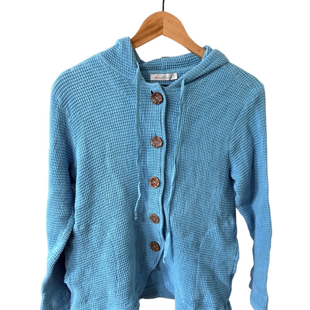 KEREN hart Sky Blue Hooded Cardigan